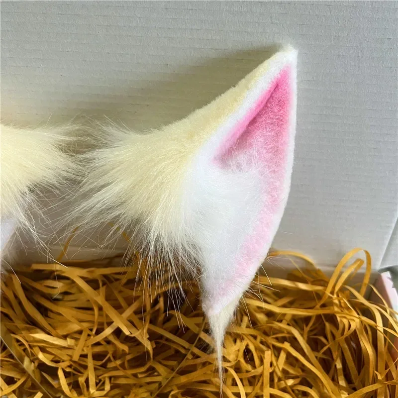 Hand Made Lolita Anime Halloween Christmas Anime Cosplay Prop Custom Cosplay Cat Fox Pink Ears Hairhoop Headwear