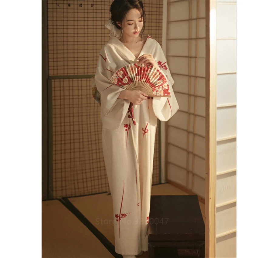 Japanse Stijl Traditionele Kimono Toevallige Samurai Vrouwen Dames Geisha Wit Haori Yukata Strik Hoge Kwaliteit Trend Losse Kleden