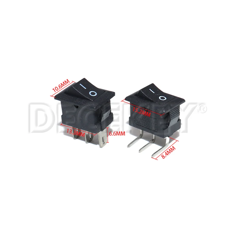 5PCS KCD11 Rocker Switch 10*15mm Mini Push Button Switch ON-OFF / ON-OFF-ON 2 Pins / 3 Pins 3A 250VAC / 6A 125VAC 10x15mm