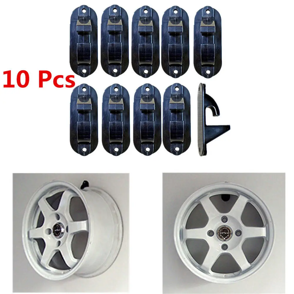 

10pcs Wall Mounted Car Tire Wheel Rim Hub Hanging ABS Hook Car Tire Hanger Max Hangable 22 Inch Wheels Black Car Tire Holder