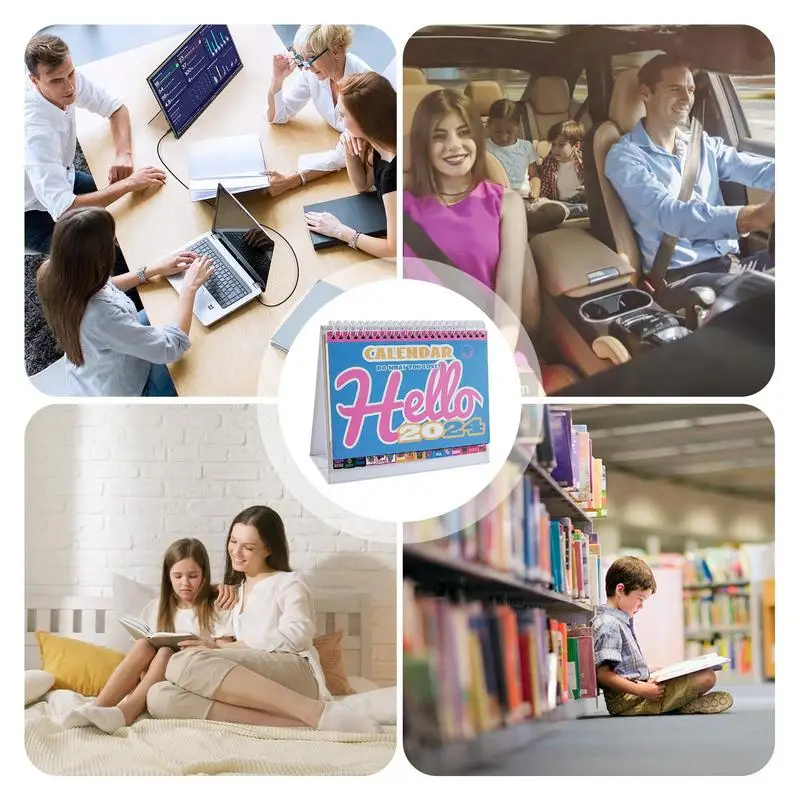 تقويم مكتب صغير مع معلومات عطلة ، أنيق وجميل للمنزل ، سيارة ، مدرسة ، سطح المكتب ، 2024