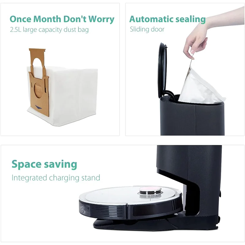 Abpq-para ecovacs deebot t8 t8 aivi t8 + t8 max estação aspirador de pó robótico peças rolo escovas laterais sacos pó filtro