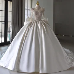 PRXD-2323#French Retro Satin Dresses For Women 2025 New Bride Luxury Trailing and Floor-Length Wedding Dress Gift Accessories