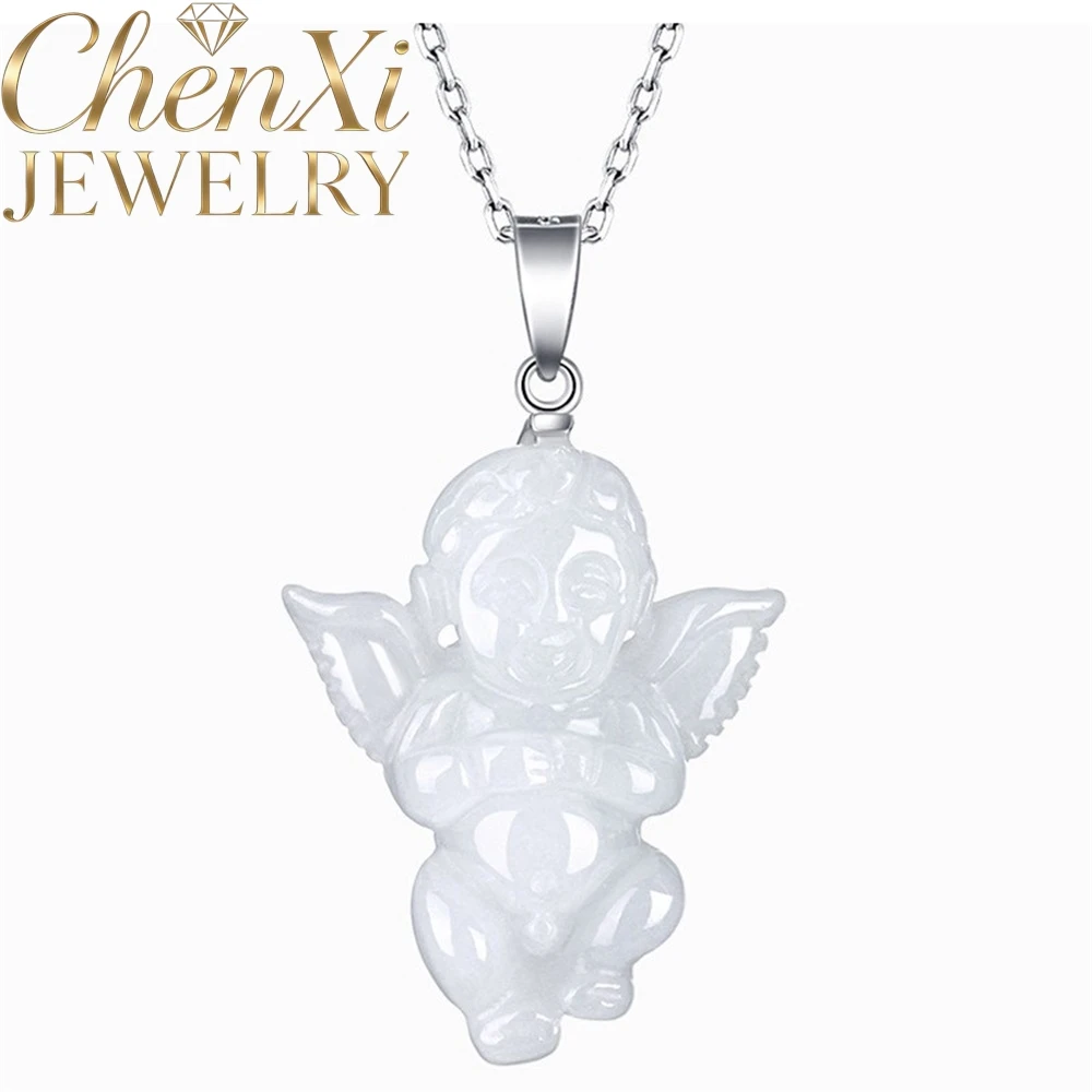 

Natural Burmese A-grade Jadeite Angel Baby Pendant Luxury Quality Fashion Fine Jewelry Exquisite Amulets And Mascots Charms Gift