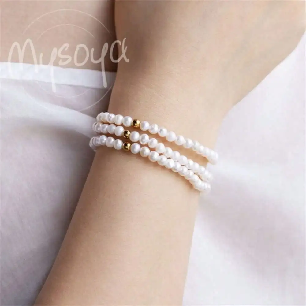 

MYSOYA браслет из белого пресноводного жемчуга 5-6 мм жемчуг подарочная коробка подарок для нее свадебные украшения подарок на Рождество, Новый год, годовщину