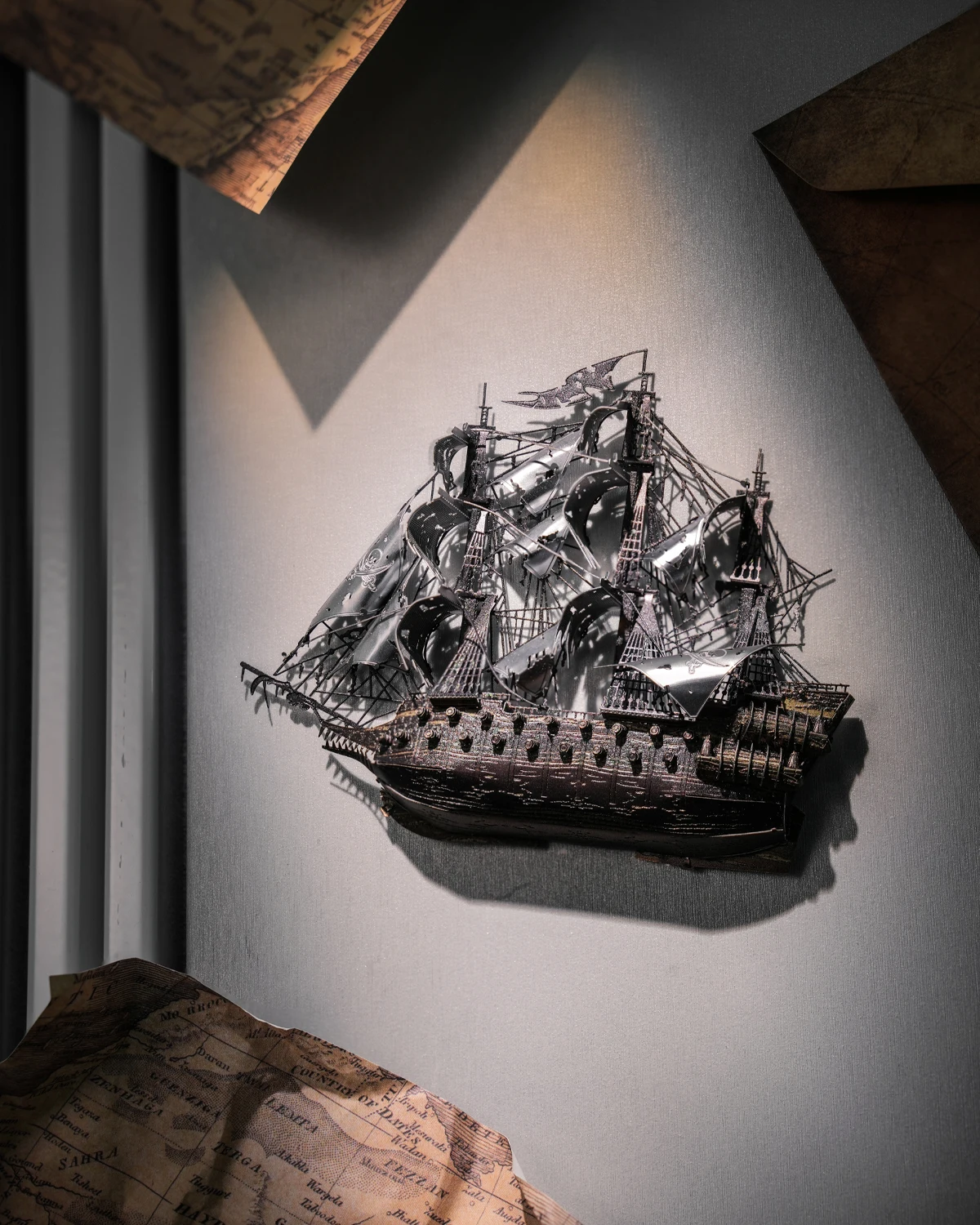 Assembled Flying Dutchman Pirate Ship 3D Metal Fridge Magnet