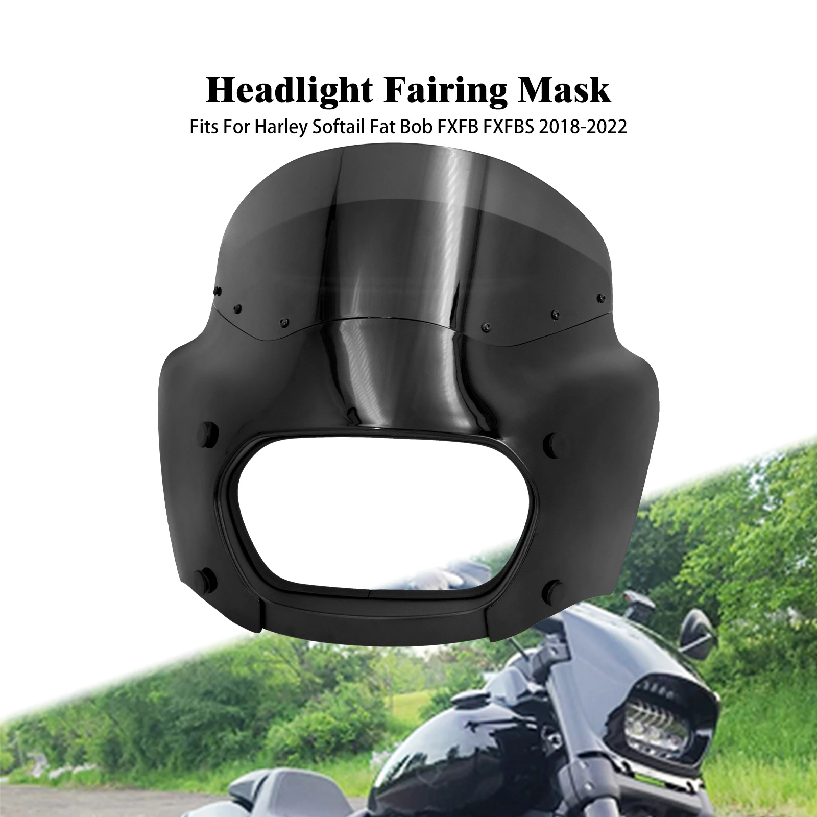

Motocycle Headlight Fairing Cover Headlamp Front LED Light Cowl Black ABS For Harley M8 Softail Fat Bob FXFB FXFBS 2018-2021 22