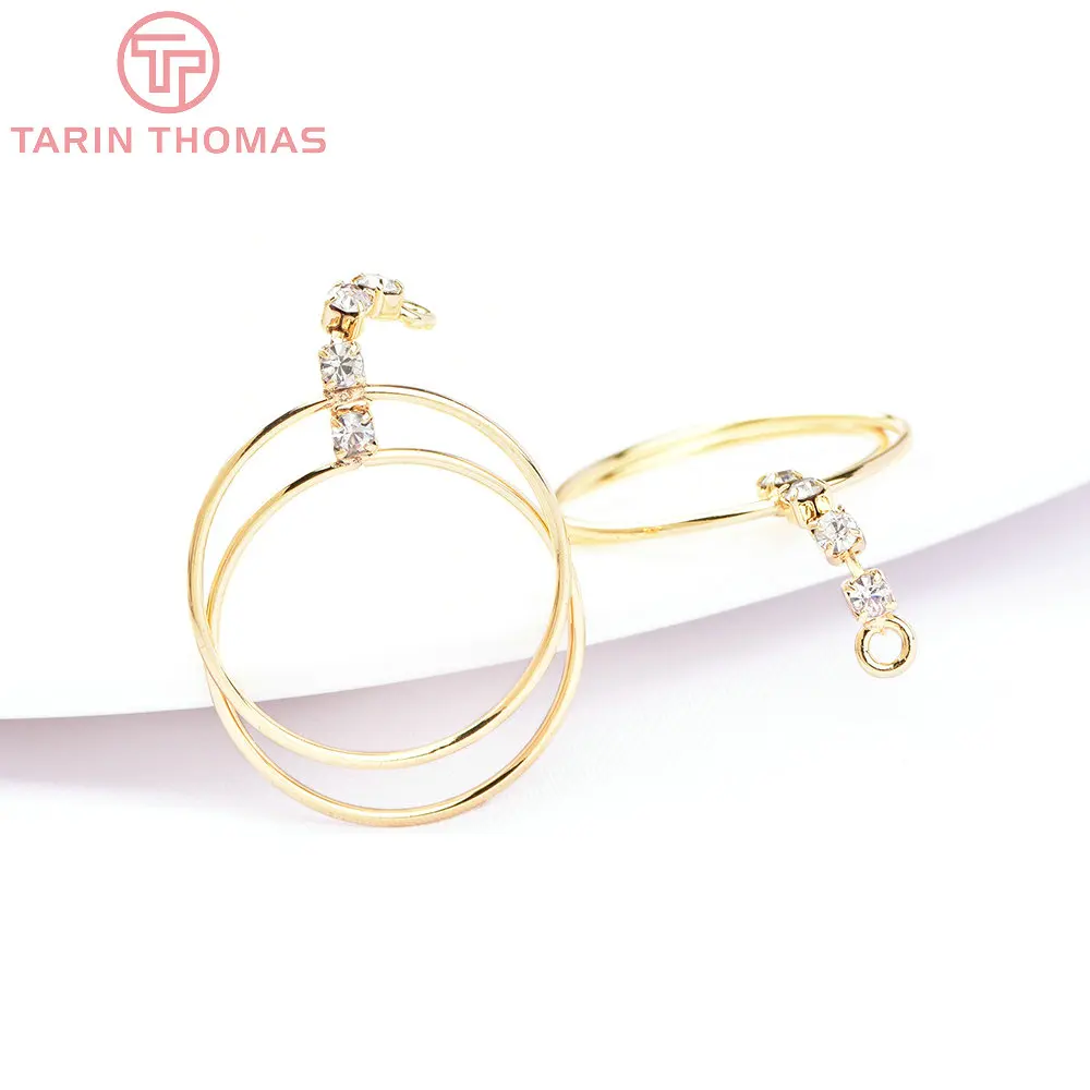 (6577) 6PCS 18x32MM 24K Gold Farbe Messing mit Zirkon Doppel Kreis Charms Anhänger Hohe Qualität DIY schmuck, Die Entdeckungen