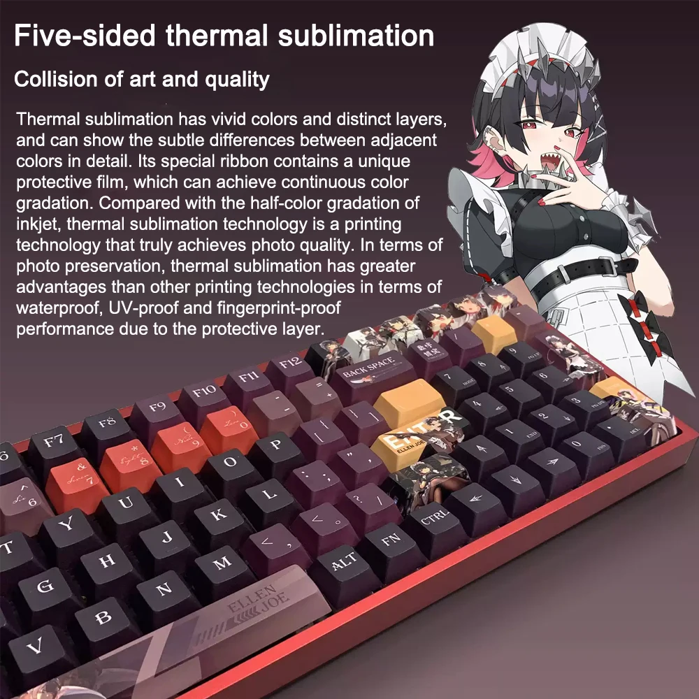 Ellen Joe Keycaps Set PBT Dye Sublimation Cherry Profile Keycaps for Mechanical Keyboard Custom Keyboard Caps Zenless Zone ZeroB