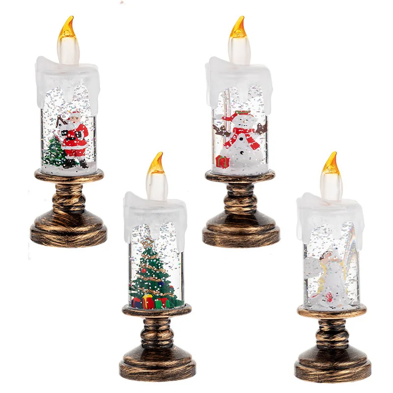 Christmas decorations wind lamp candle candlestick snow snowflake music box creative Xmas gift scene arrangement