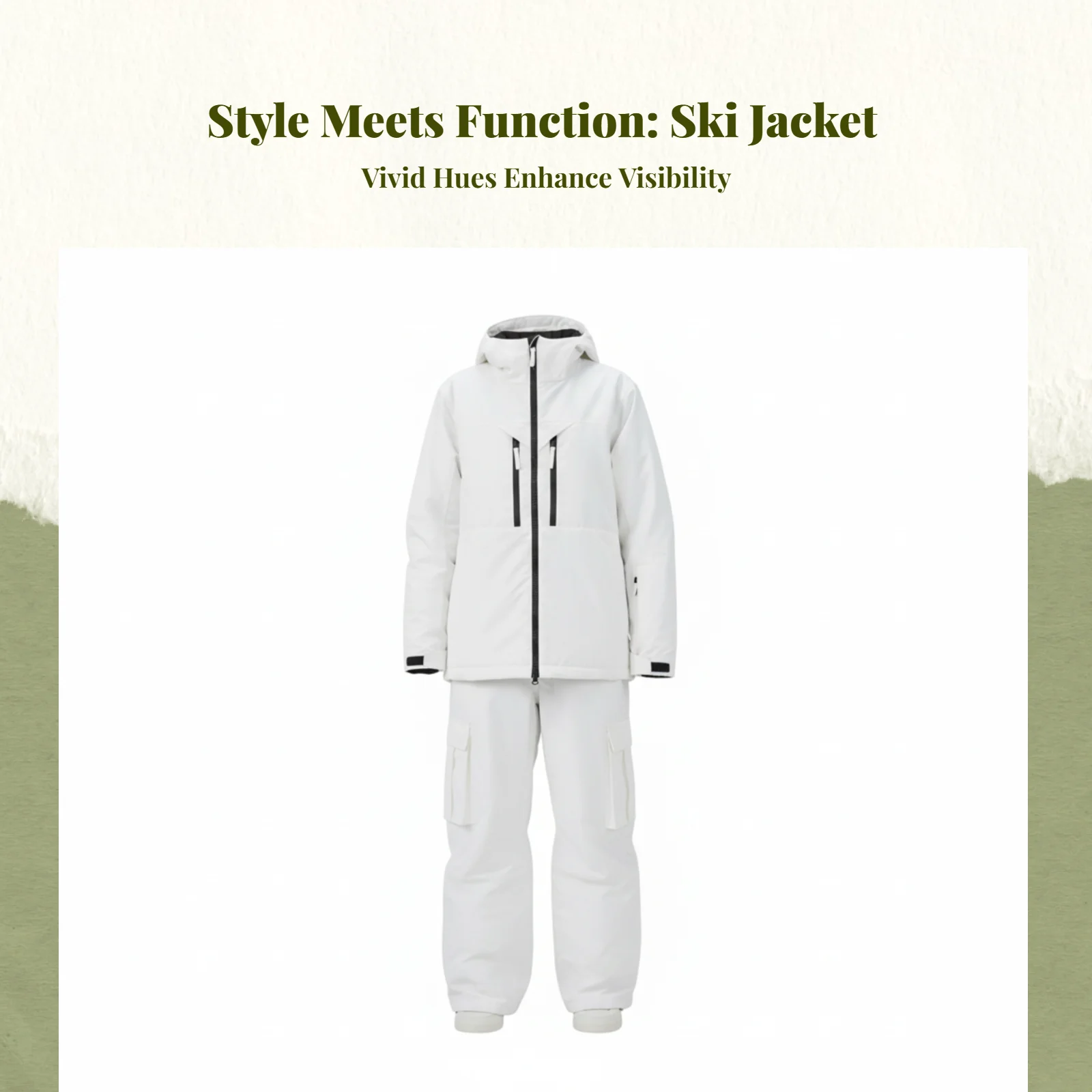 

Waterproof ski suit for snow sports.