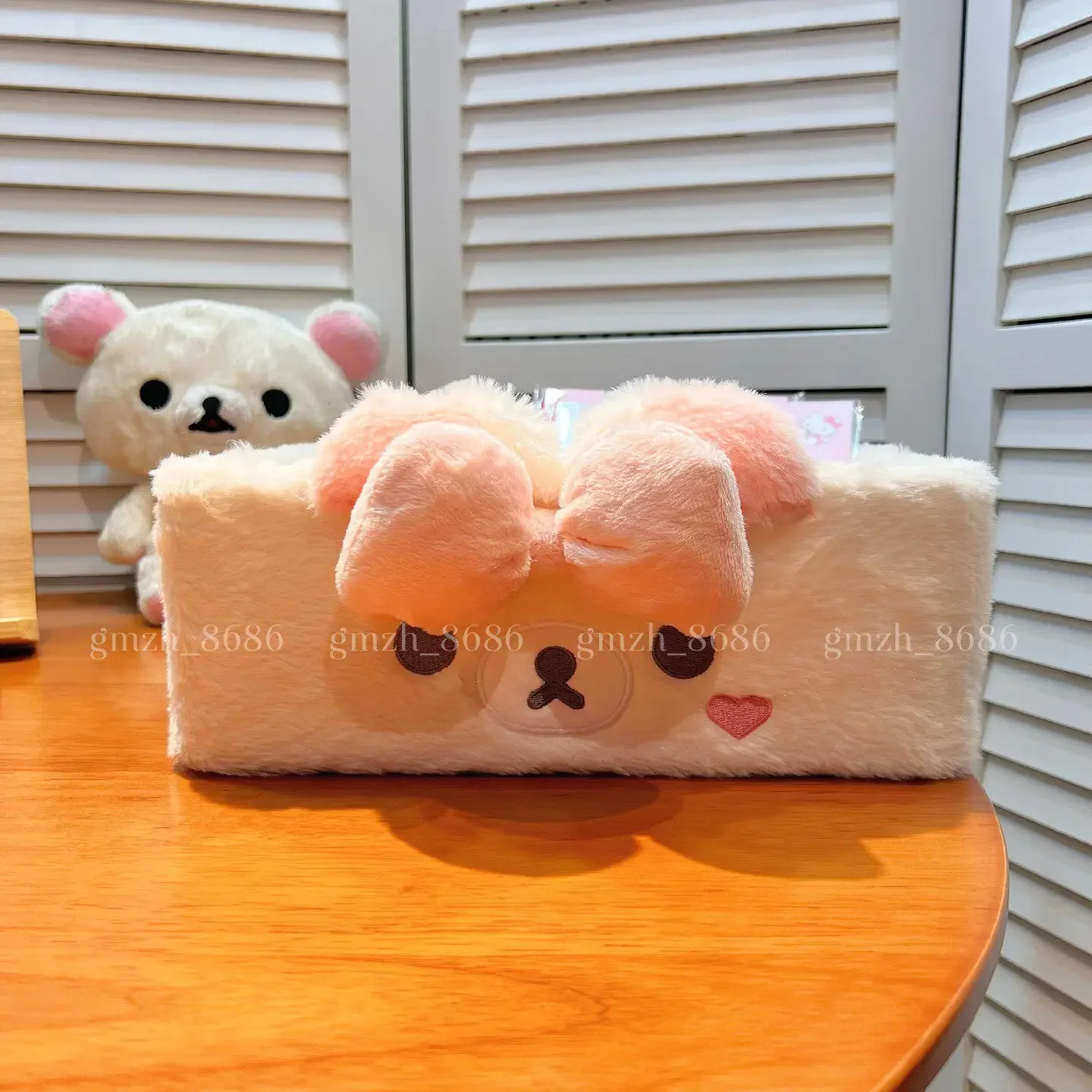 Soft Fluffy Rilakkuma Style Plush Storage Box Cute Bear Desk Organizer Adorable Storage Basket Korilakkuma Girls Room Decor Gift