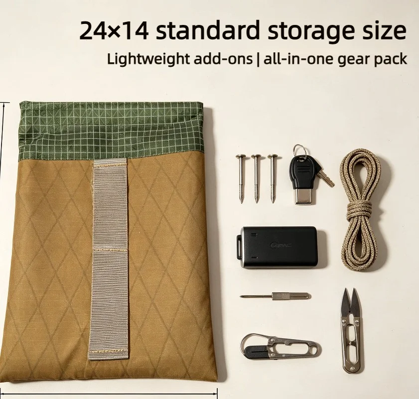 XPAC Grid Oxford Outdoor Backpack Attachment Pouch WearResistant Waterproof Drawstring Storage Bag Camping Hanging Organizer Bag