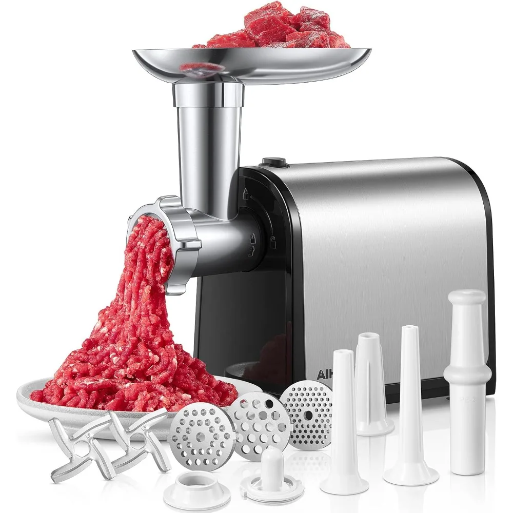 

Electric Meat Grinder, Sausage Stuffer with 3 Sausage Tubes, 2 Blades, 3 Plates, 3200W Max, Meat Grinder Heavy Duty for Home