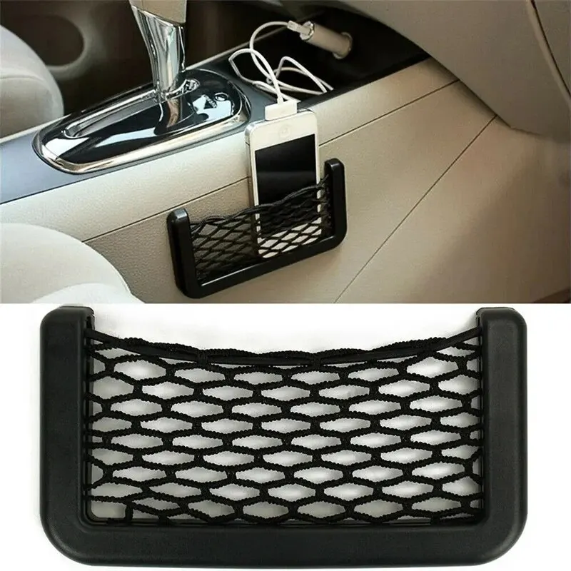 4Pcs Auto Seat Side Interior Back Sundries Pocket Mesh Storage Bag Phone Net Pocket Holder Car Storage Bag Elastic Flexible Nets