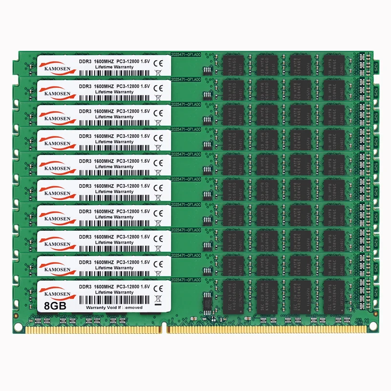 KAMOSEN DDR3 RAM  8GB 1333MHz 1600MHz brand new low voltage 1.5V PC3-12800U desktop memory DIMM 240-pin non-ECC