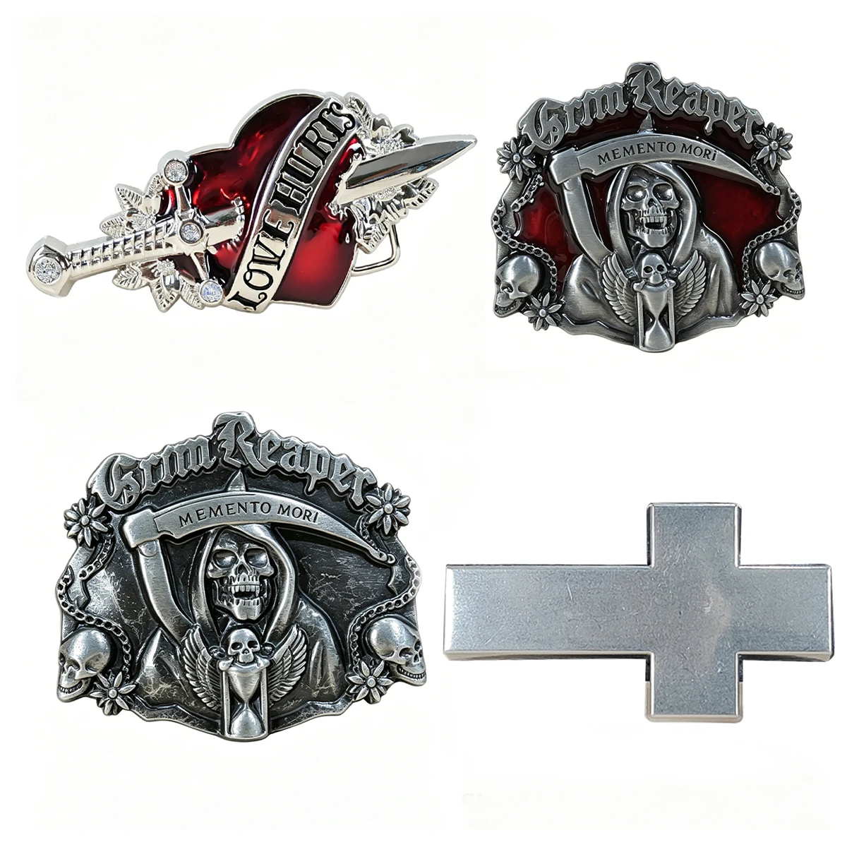 BuckleClub retro Punk zinc alloy embossed skull belt buckle antique for men Women 3.8cm width Belt Gothic Accessories