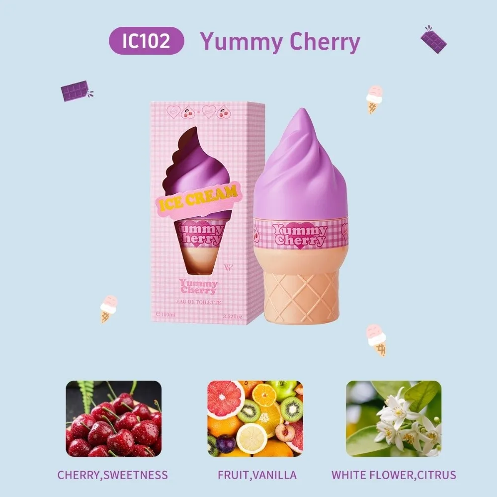 

Ice Cream Shape Women's Perfume Vanilla Cherry Long Lasting Ice Cream-Shaped Fragrance Pineapple Coconut Chocolate Brownie