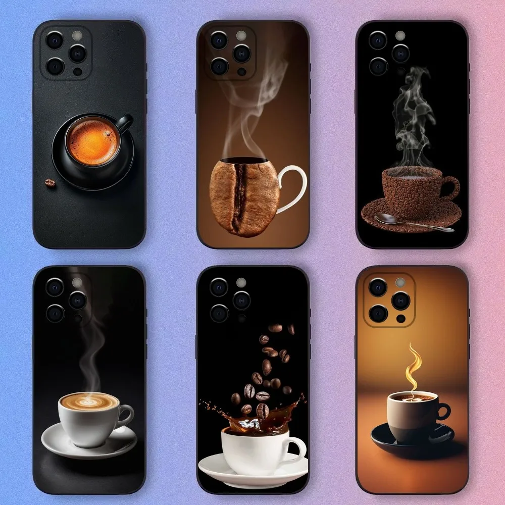 

LOVE Coffee Phone Case For Apple iPhone 15,14,13,12,11,Pro,X,XS,Max,XR,Plus,Mini Soft Black Shell