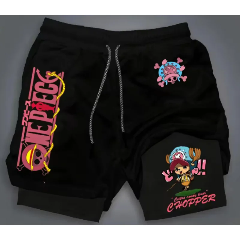

One Piece cartoon kitchen knife printed shorts 2026 men's summer new running quick-drying breathable two-in-one double shorts