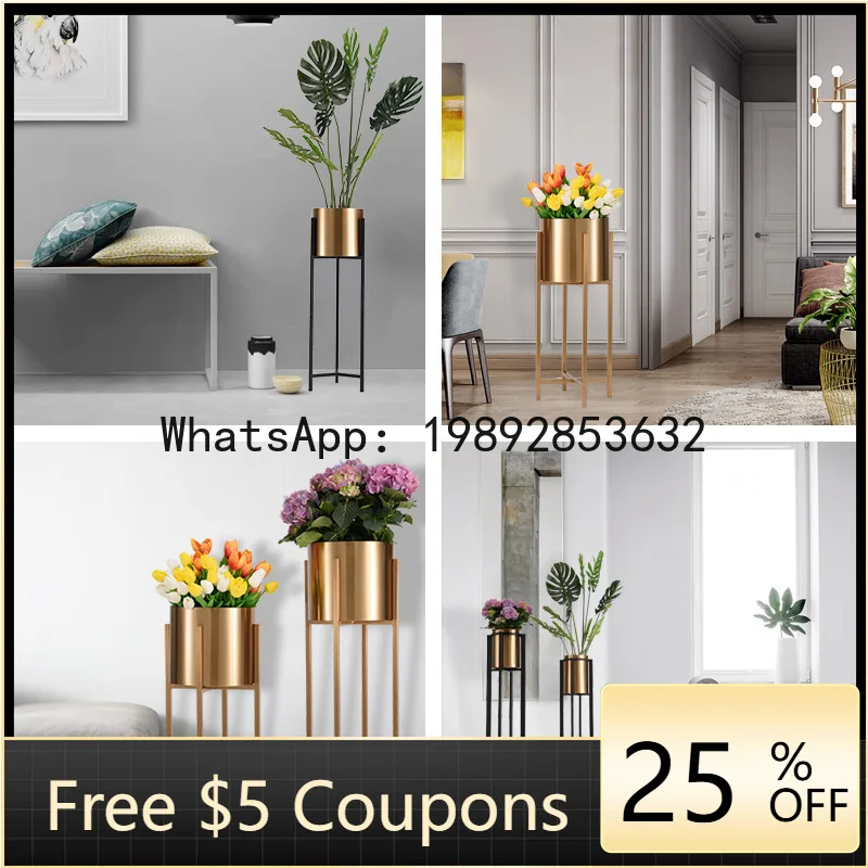 Z4Nordic Vase Ornament Living Room Flower Arrangement Dried Flowers Simple Large Floor-standing Light Luxury Iron Art Metal