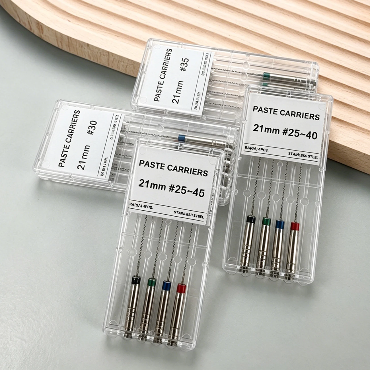 4Pcs/Box 21mm 25-40# Dental Rotary Paste Carriers Spiral Filler Lentulo Assorted Engine Filling Pastes Clinics Consumables