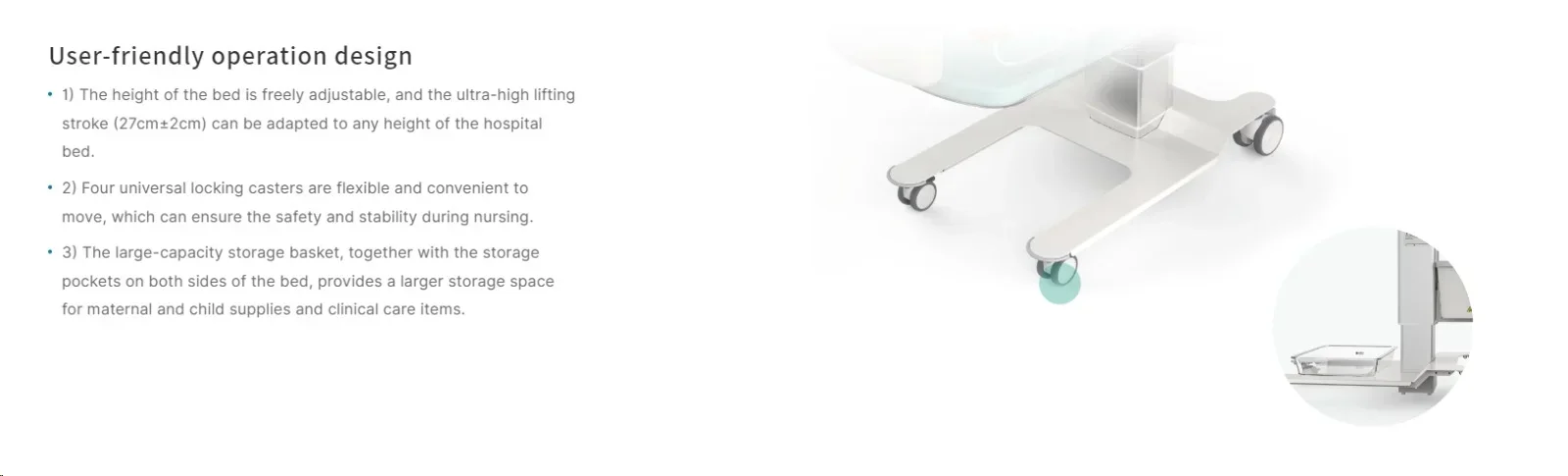 

High Quality Comfortable Cheap Price For Hospital Furniture Baby New-Born Infant Bed Cart With Wheel