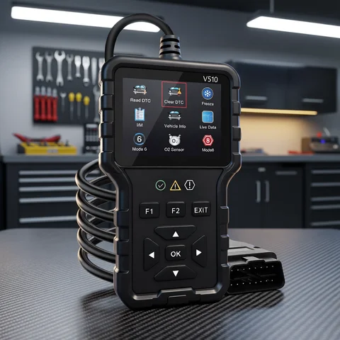 2025 New Model, Supports 8 Languages, Professional Obd2 Car Diagnostic Tool, Direct from the Manufacturer, V510 Professional Code Reader and Scan Tool, Clears Fault Codes, Real-Time Data Stream, Enhanced Engine Fault Code Reading and Reset Tool, Powerful, Modern Design, Durable Structure, No Battery Required