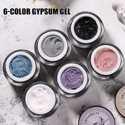 Vendeeni 6 Color Carving Plaster Gel Nail Polish Sculpture UV LED Soak Off Gel Varnish Engraving Gypsum Gel Lacquer For Nail Art