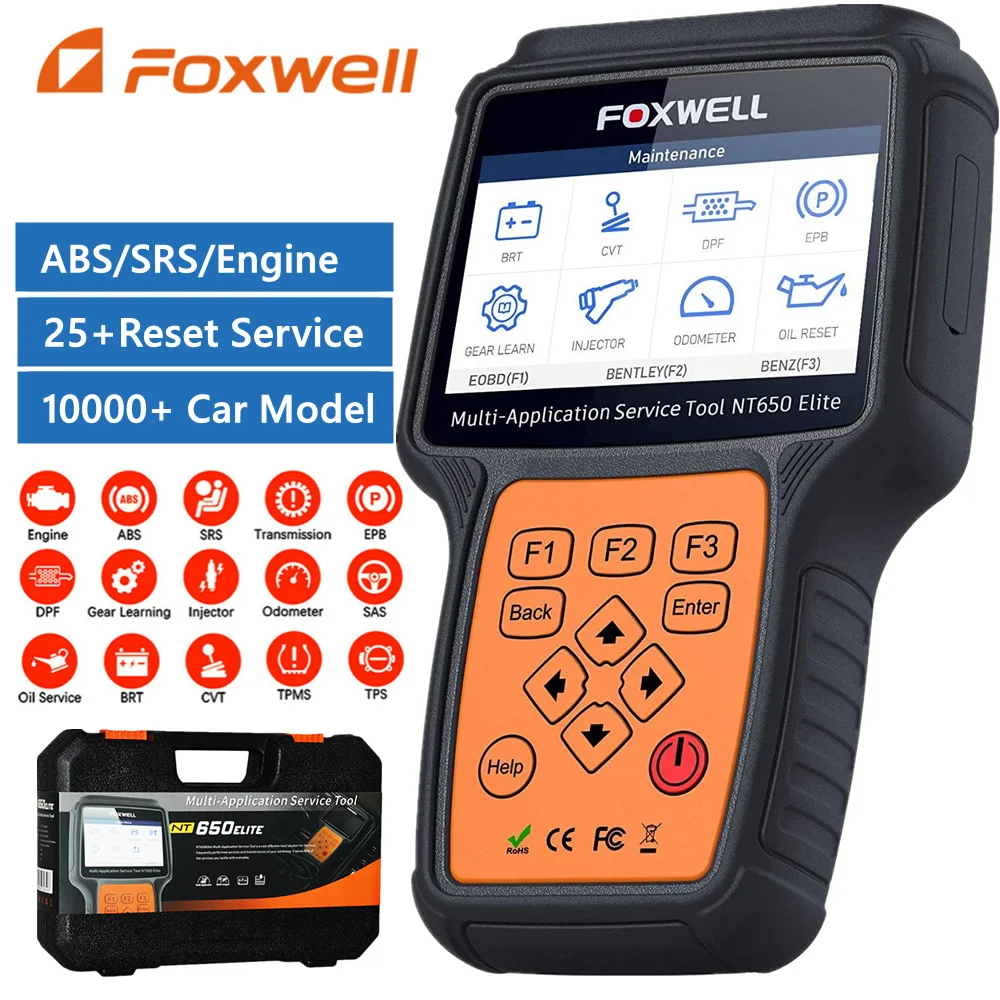 

Foxwell NT650 Elite OBD2 Code Reader Scanner TPS BRT A/F Adjust DPF OBD Car OBD Professional diagnostic tool OBD2 Auto Scanenr