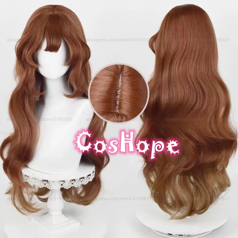 Little Girl Eurydice Cosplay Wig 78cm Long Curly Brown Yellow Wig Cosplay Anime Cosplay Wig Heat Resistant Synthetic Wigs