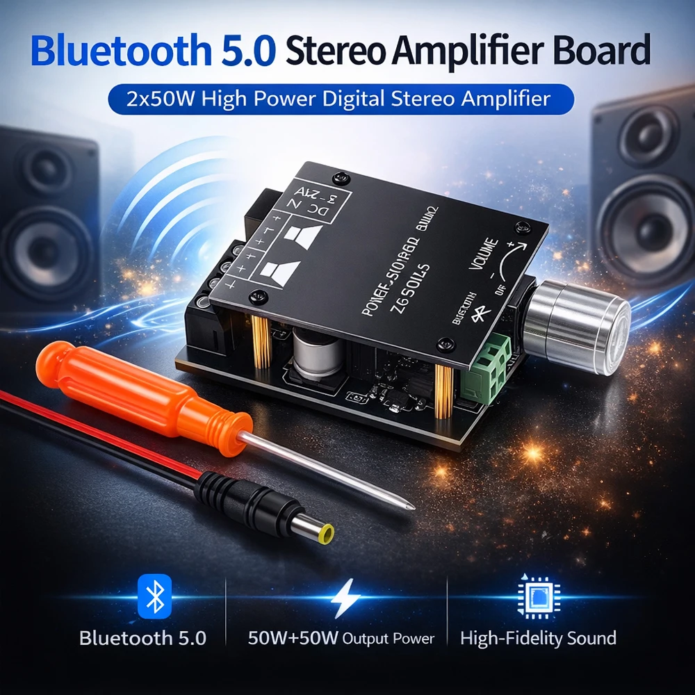 

Плата аудиоусилителя ZK-502L Bluetooth 5.0, 2x50 Вт, цифровой стереоусилитель мощности, двухканальный модуль для самостоятельной сборки акустических систем