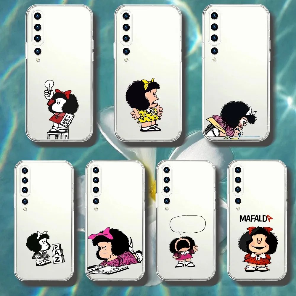 

Mafalda Cartoon Phone Case For Xiaomi 11 Redmi Note 11 5G 8T 9A 9 10T Note8Pro Note9 12SUltra Transparent Case
