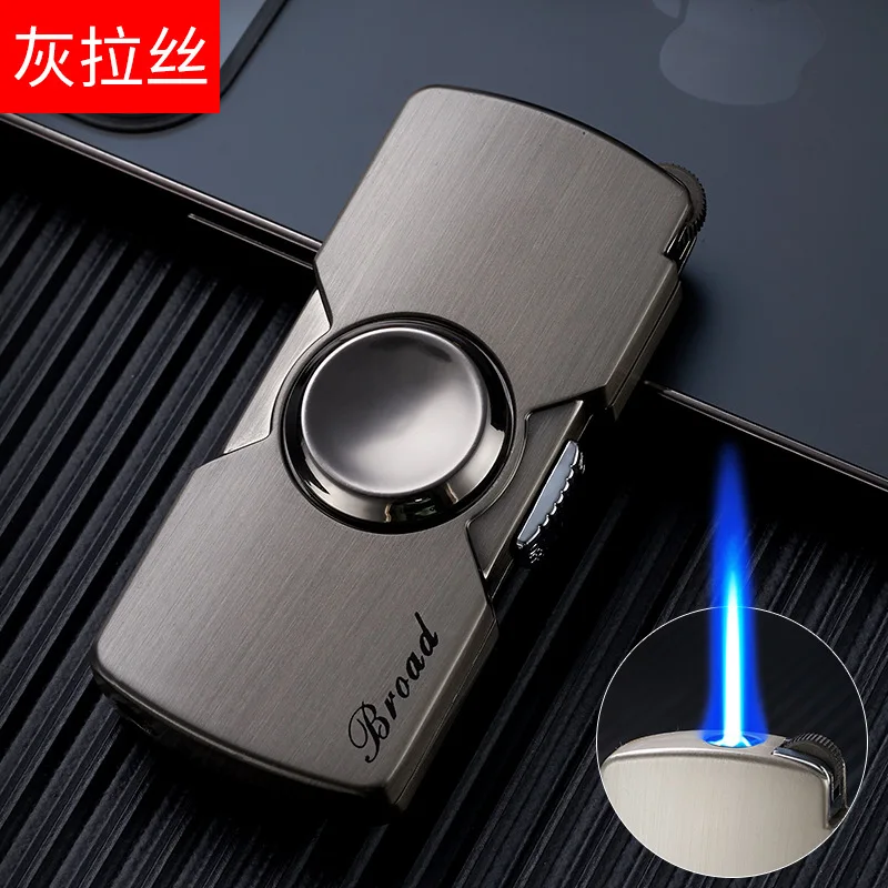 

Новая металлическая газовая зажигалка-спиннер на бутане, ветрозащитная, для розжига огня на открытом воздухе, аксессуар для курения, подарок, зажигалка с турбо-пламенем