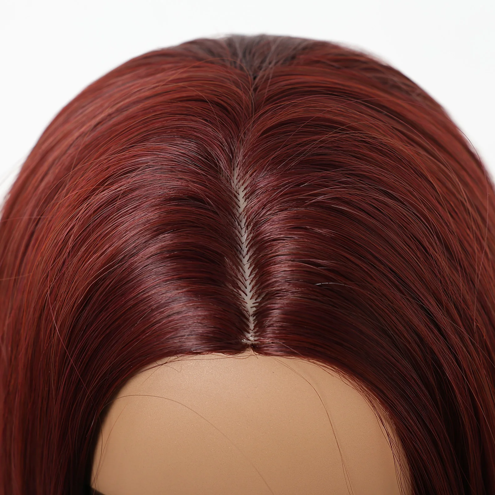 ALAN EATON Long Red Synthetic Wigs Natural Middle Part Wig for Women Auburn Straight Hair for Daily Use Heat Resistant Fiber