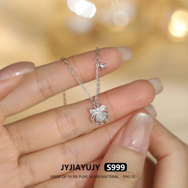 

JYJIAYUJY 100% Whole Original Pure Silver S999 45CM Pendant Necklace Chain In Stock Line Shell Fashion Jewelry Gift Daily JYN178