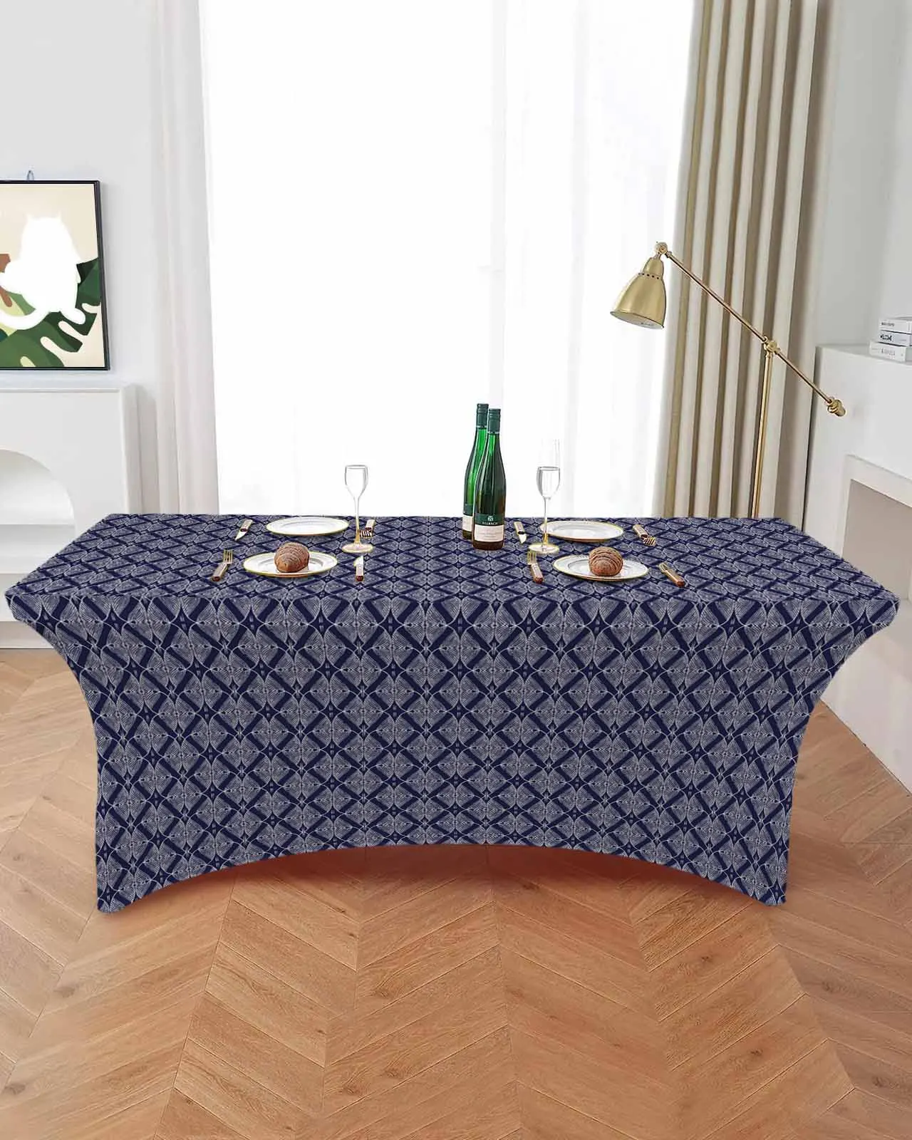 Retro Floral Abstract Wallpaper High Stretch Tablecloth Wedding Party Decor Elastic Print Table Cover Outdoor Table Cloth