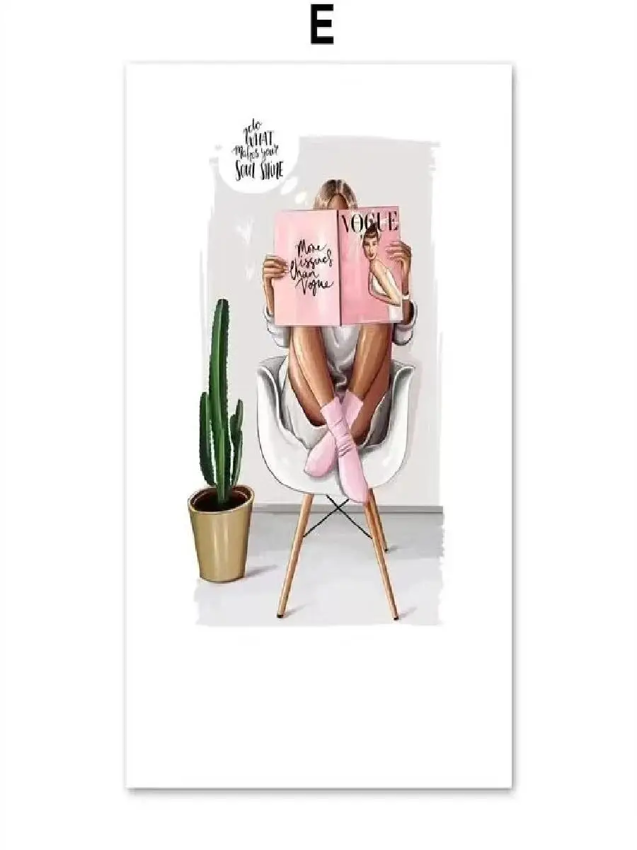 Nordic Fashion Girl High Heels  Handbag Art Canvas Prints  Nail Polish Wall Painting for Living Room Decor Modern Posters
