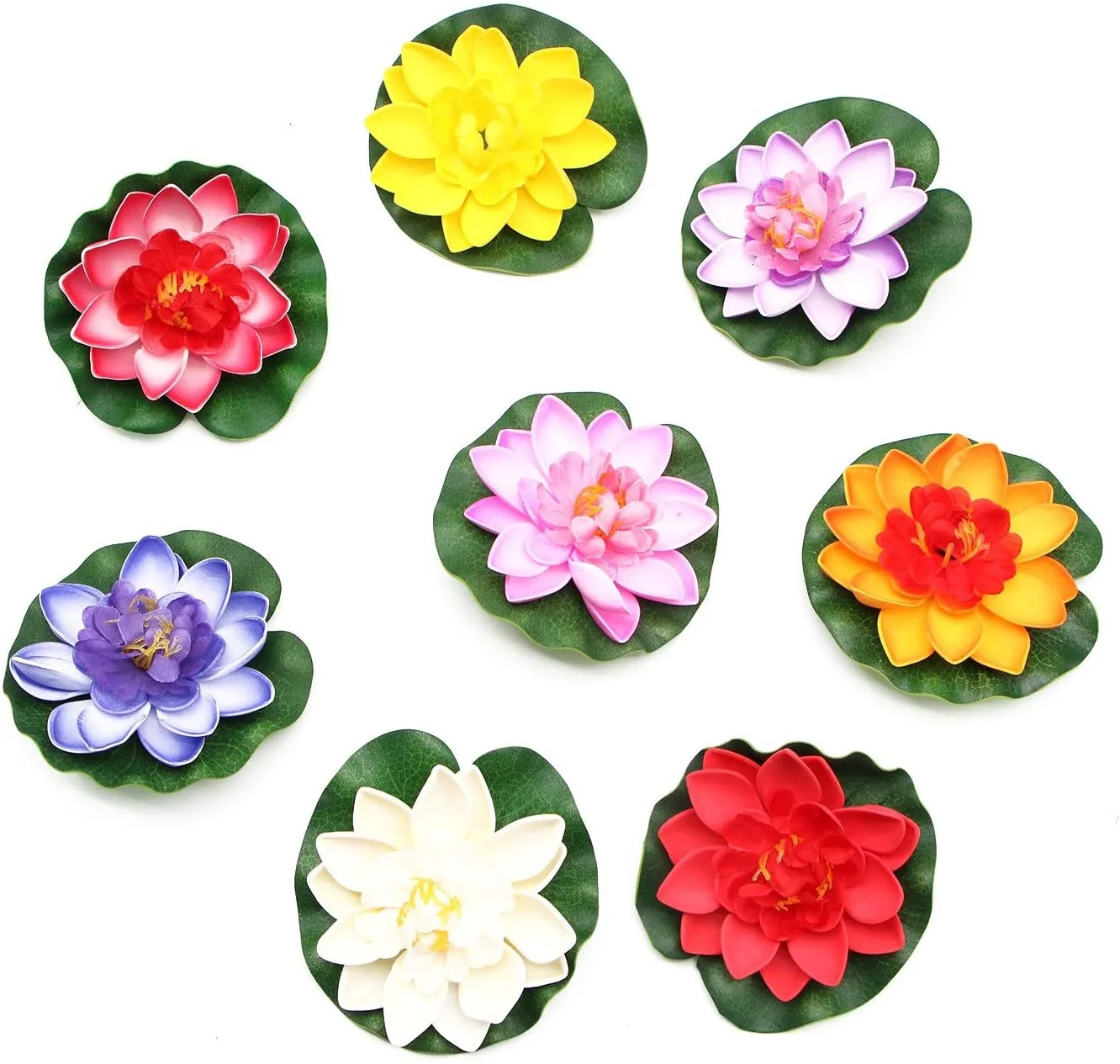 Set of 8 Artificial Floating Lotus Flower Water Lily for Home Garden Pond Aquarium Wedding Decor