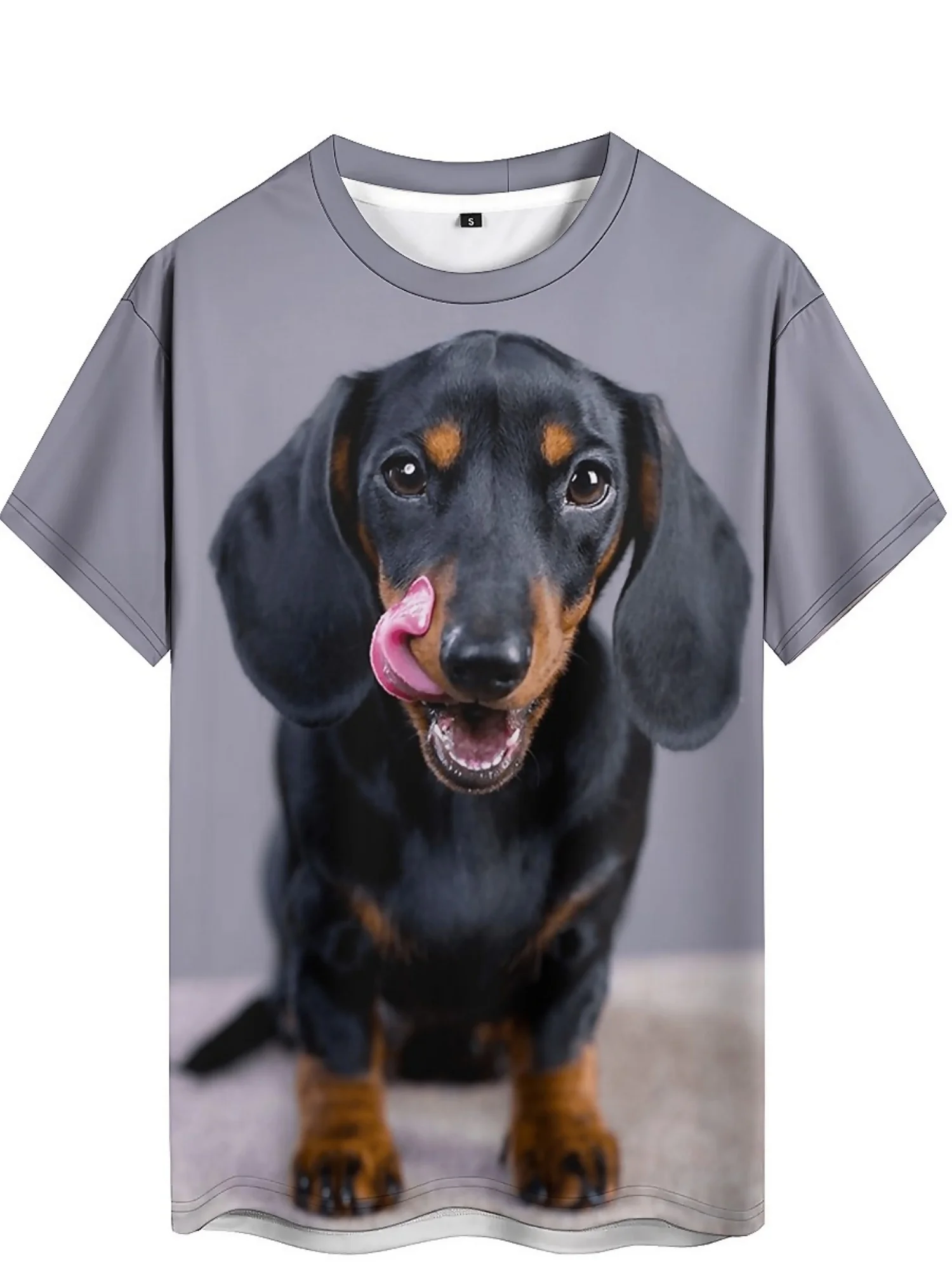 Men's Summer Fun 3D Dachshund Print T-Shirt | Cool Hip-Hop Style | Breathable & Comfortable Polyester Fabric