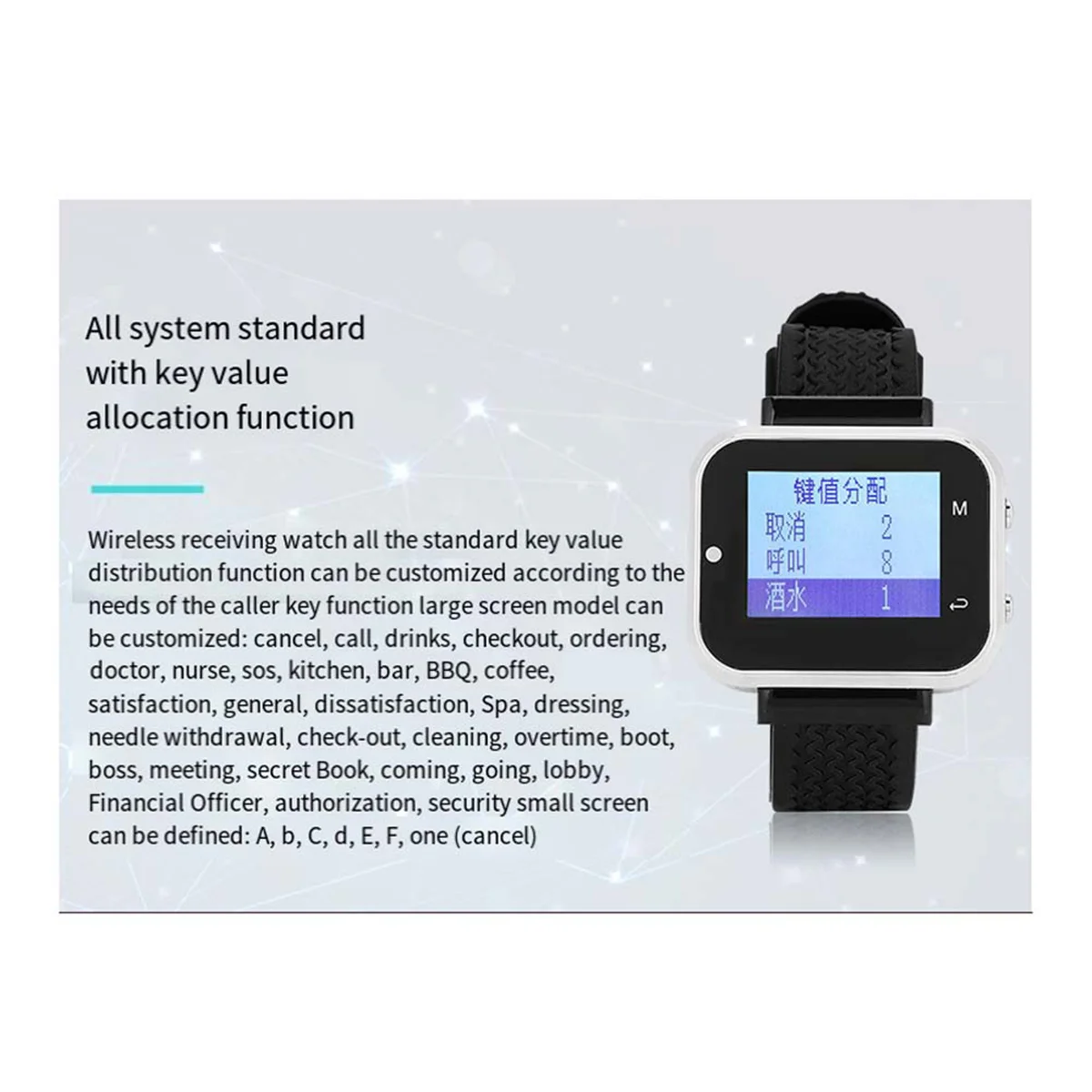 Retail! Cafe Waiter Service Buzzer 15 Table Call Button Transmitter 2 Watch Waiter Pager Wireless Calling System UK Plug