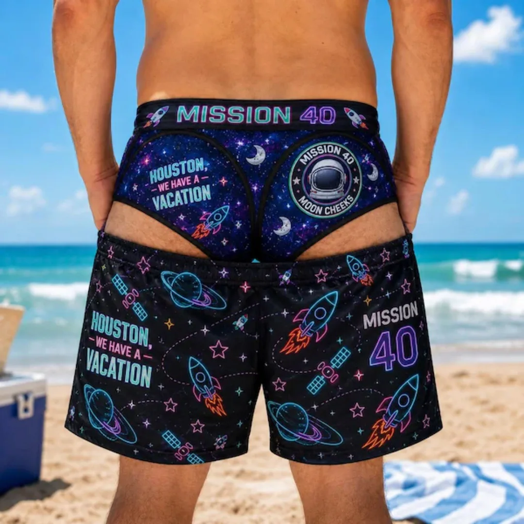 2026 3D Print Fun Butt Prank Pattern Swim Trunks For Men Floral Hawaii Style Quick Dry Beach Shorts Summer Personality Boyfriend