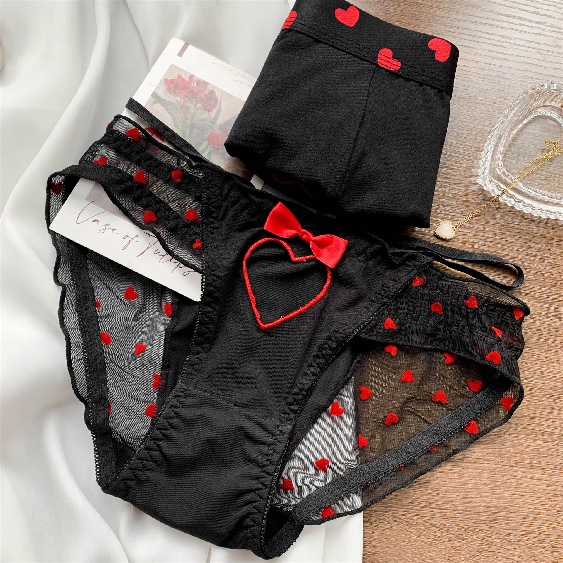 Couple Underwear Cute Women Low Waist Briefs Sexy Underwear Breathable Men Boxer Panties Boyfriend Girlfriend Lingerie