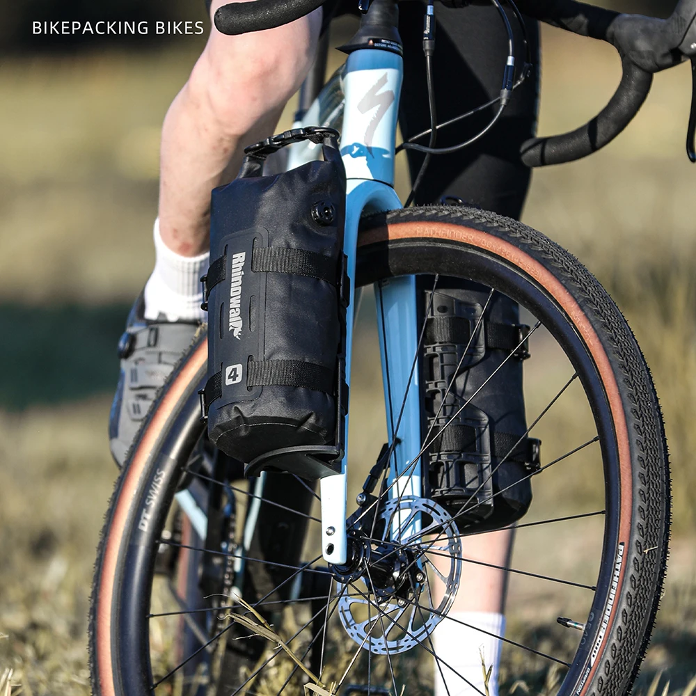 Rhinowalk Bike Front Fork Bag Waterproof Quick Release 4L/7L Cycling Fork Rack For MTB Road Bike Installed with Screws or Straps