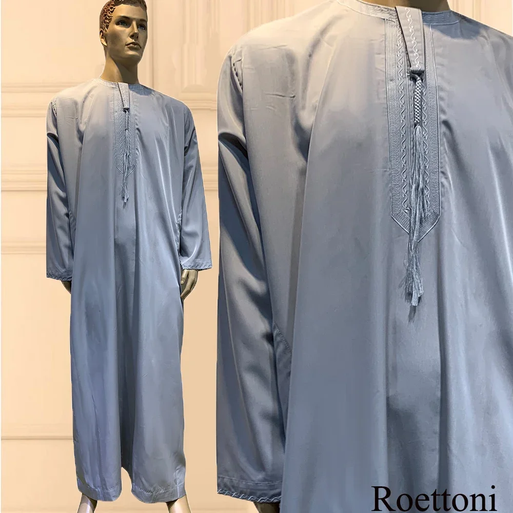 Manica lunga Aman Abaya 1 pezzo Jubba Thobe per uomo caftano Pakistan musulmano Arabia Saudita Djellaba Islam abbigliamento abito da preghiera afghano