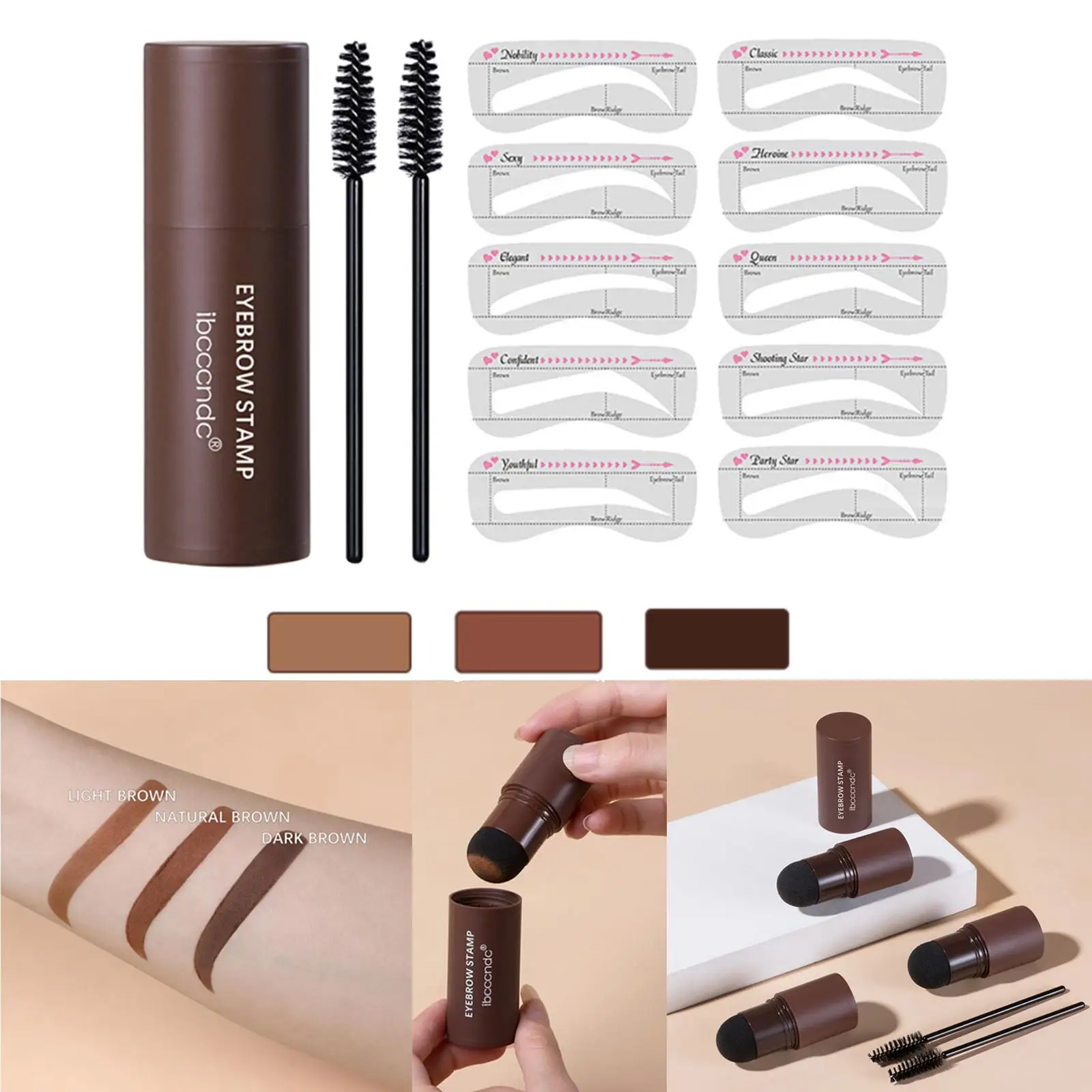 Kit para dar forma al sello de cejas, juego de maquillaje construible, definidor para mujeres, sello para cejas, sello en polvo para cejas, pinceles para lápiz de cejas