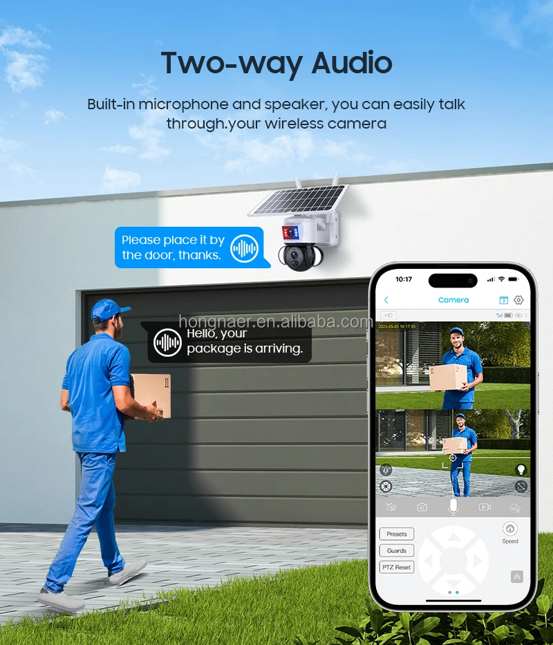 Hongnaer 6MP للرؤية الليلية مقاوم للماء الطاقة الشمسية اللاسلكية واي فاي الأمن CCTV IP كاميرا Ubox عدسة مزدوجة في الهواء الطلق واي فاي كاميرا تعمل بالطاقة الشمسية #6