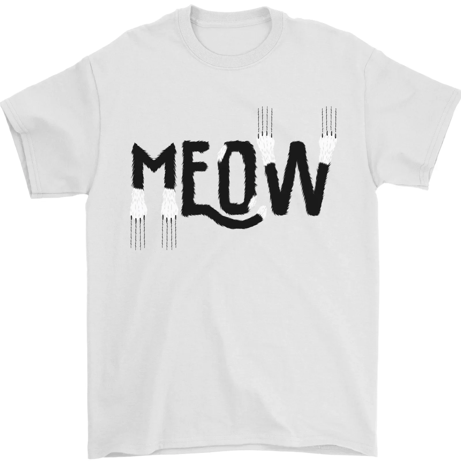 Meow Funny Cat Claws Mens T-Shirt 100% Cotton