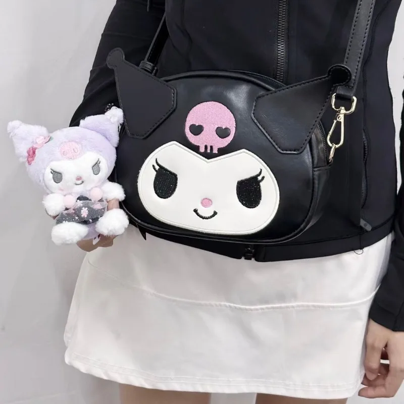 Sanrio Kuromi-Bolso de mano de cuero PU para mujer, bolsa cruzada de viaje de gran capacidad, bonito y creativo, a la moda, exquisito y versátil