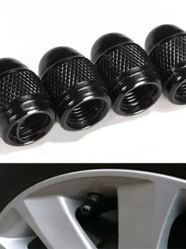 4szt Czarne aluminiowe nakładki na sutki Bullet Car Truck Air Port Cover Tire Rim Valve Wheel Stem Cap Części zewnętrzne Akcesoria samochodowe — zdjęcie 2
